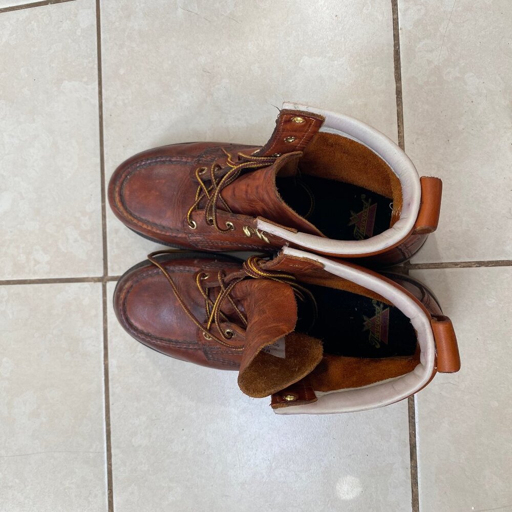 Thorogood ASTM Safety Steel Toe Wedge Sole Tobacco Color 6" Boot Size 8.5 US Men - Picture 2 of 10